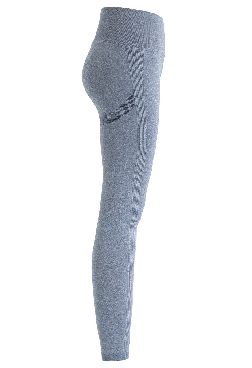 Leggings ajustados de tiro alto con levantamiento de glúteos en azul polvoriento