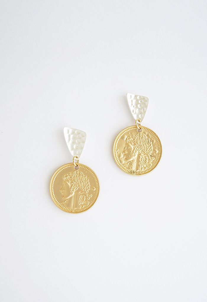 Pendientes colgantes de moneda griega antigua de oro