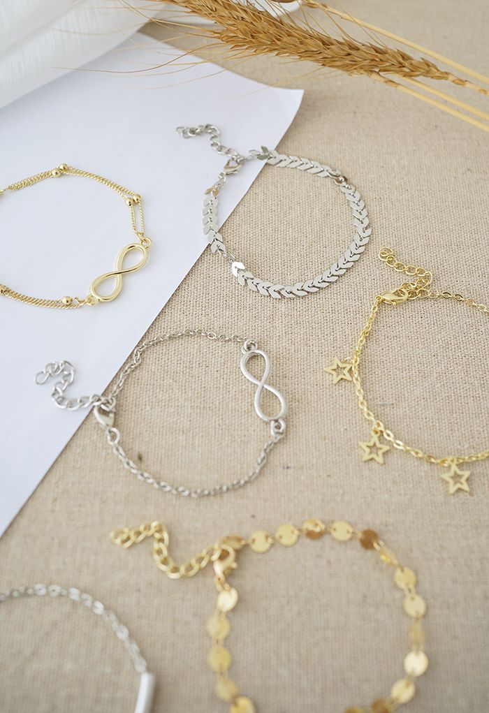 8 Packs Gold and Silver Chain Bracelets