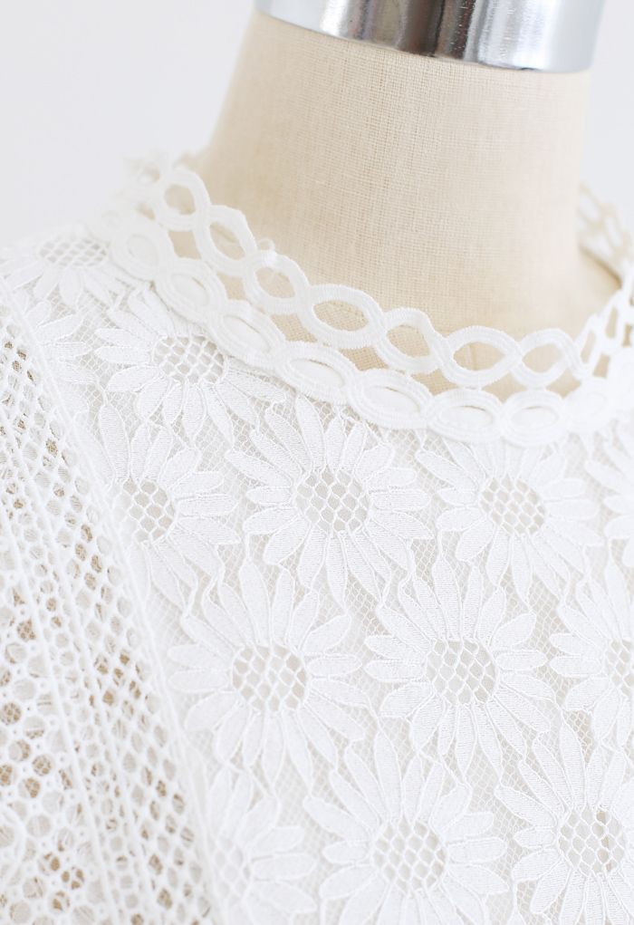 Sunflower Full Lace Long Sleeves Top in White