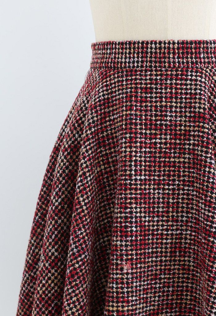 A-Line Tweed Skirt in Red