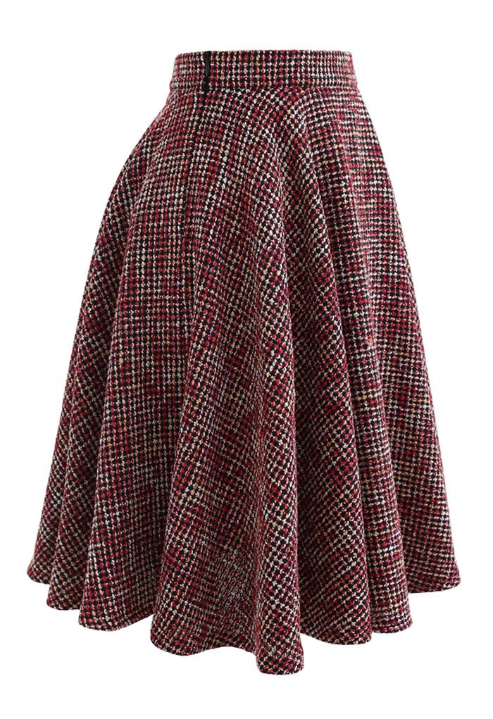 A-Line Tweed Skirt in Red