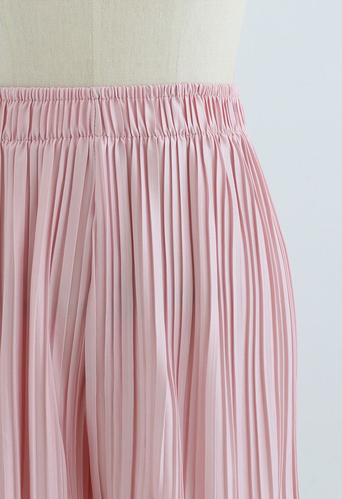 Full Pleated Two-Piece Shorts and Pants in Pink