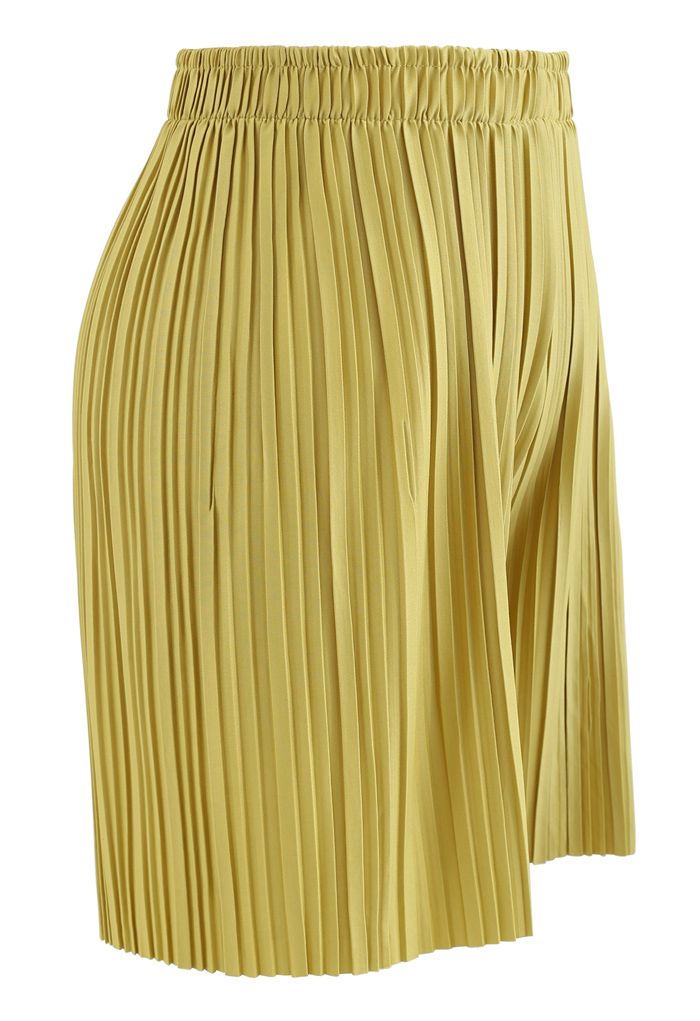 Full Pleated Two-Piece Shorts and Pants in Mustard