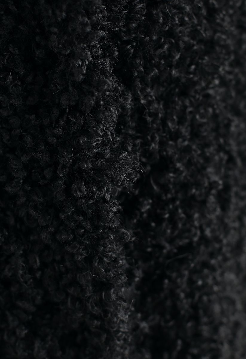 Sensación de calor abrigo largo de piel sintética en negro