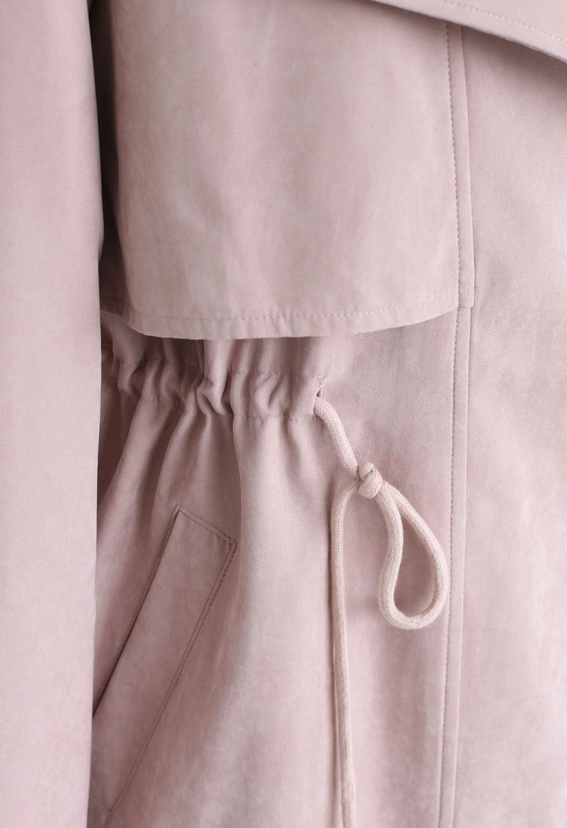 Gabardina de cintura larga con cordón en rosa
