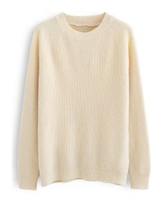 Basic Soft Touch Oversized Knit Sweater in Cream