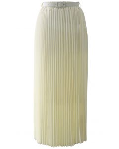 Maxi Falda de Chifón Plisada en Color Crema