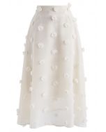 Falda Cotton Candy flor beige 3D